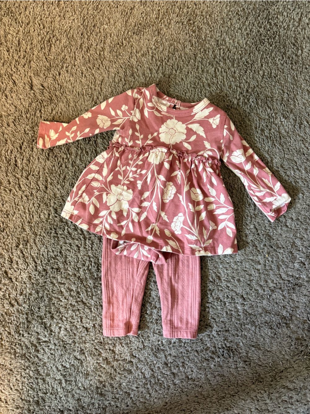 Toddler Floral Tunic with Pink Ribbed Leggings